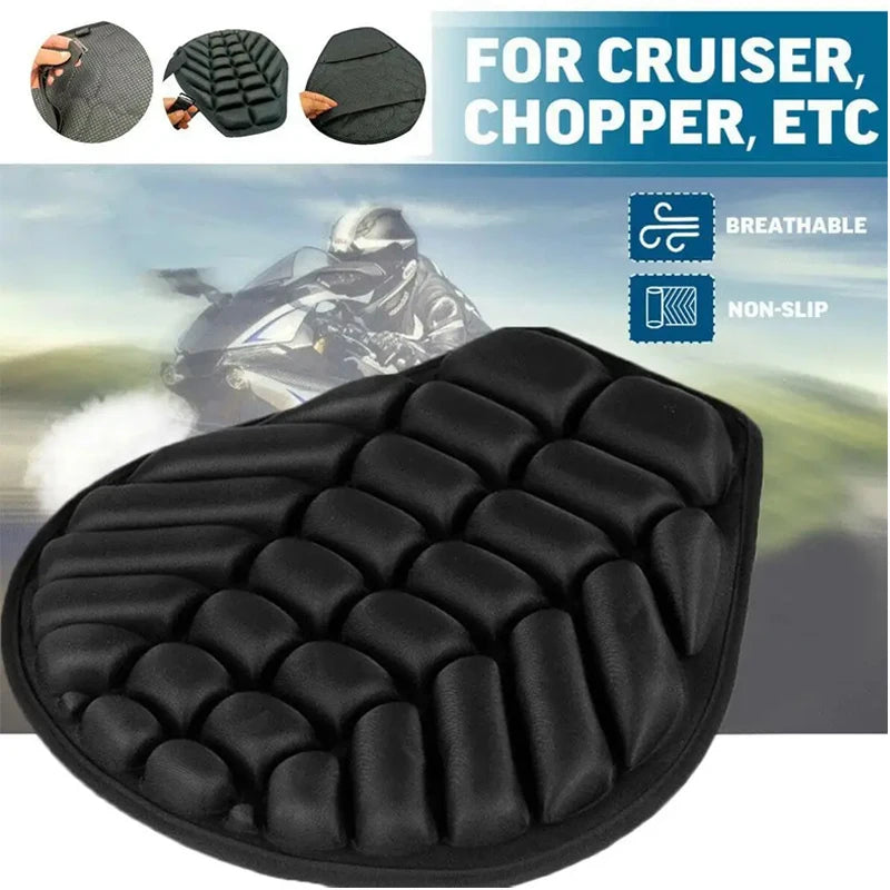 3D Black Foam Motorcycle Seat Cushion, Soft, Comfortable, and Breathable, EVA Seat Covers, Mat, Electric Bike Accessories