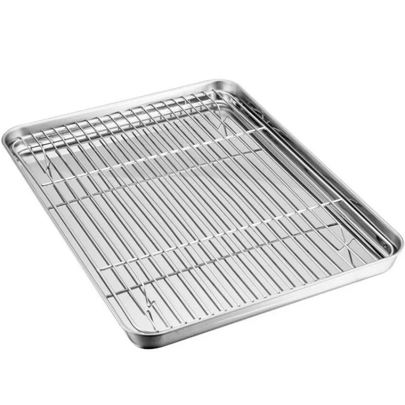 Baking Sheet with Removable Cooling Rack, Stainless Steel Baking Pan Set, Non-Toxic, Oven Safe, BBQ Tray, Dishwasher Safe