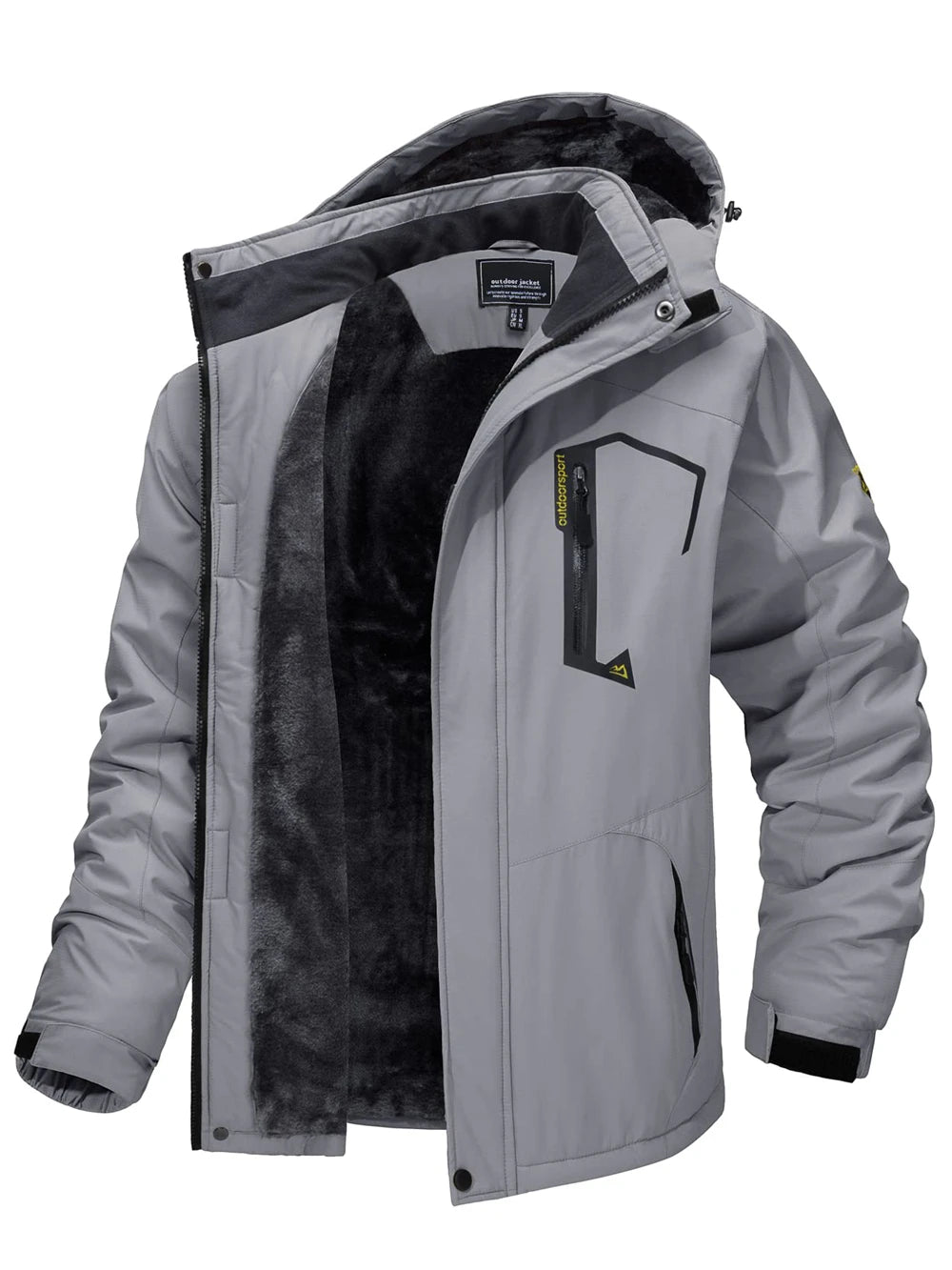 TACVASEN Fleece Lined Mountain Jackets Men Outdoor Hiking Jackets Detachable Hooded Coats Ski Snowboard Parka Winter Outwear