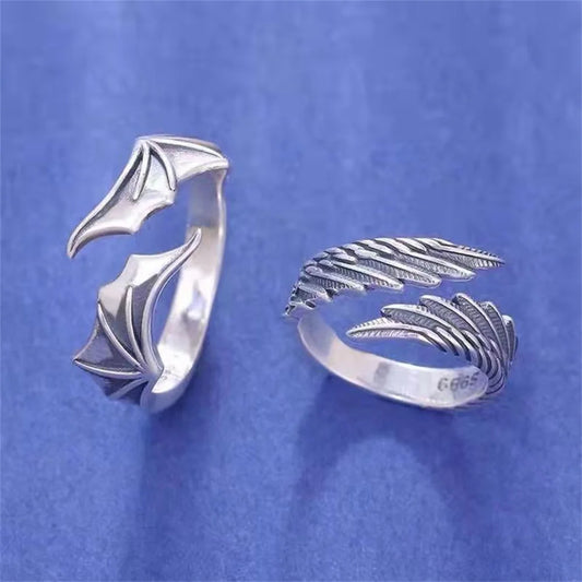 Bagues de couple Anime Angel Demon pour femmes et hommes, bague ouverte réglable Animal, bague assortie Promise, cadeaux de fête, mode