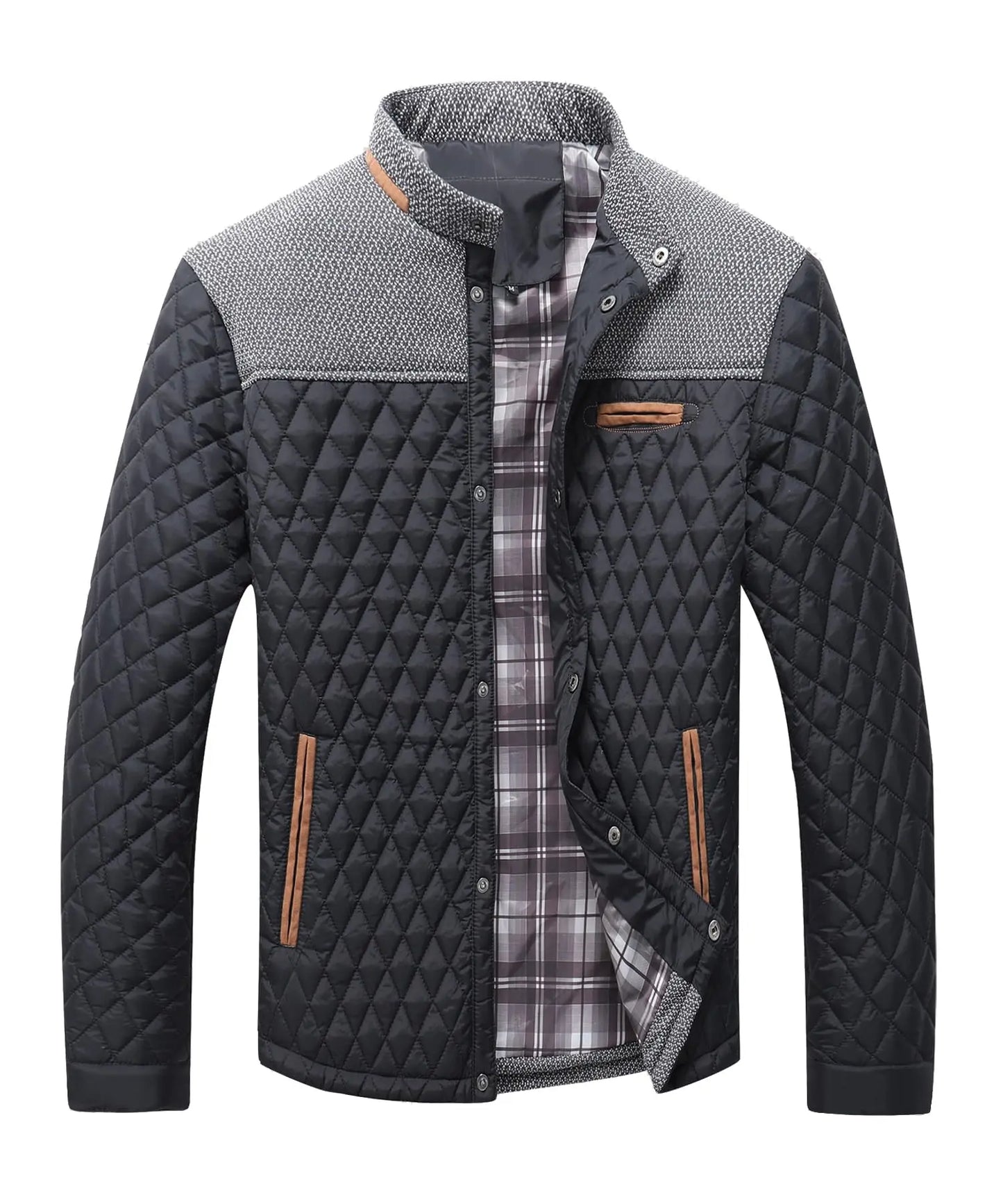 Men's Jackets Casual Bomber Coat Diamond Quilted Puffer Lightweight Casual Button Down High Quality Overshirt US Size