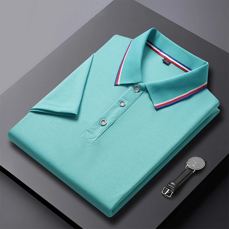 Polo de negocios de manga corta para hombre, top con cuello polo, camiseta casual, documento sólido, verano, 2024, 2024