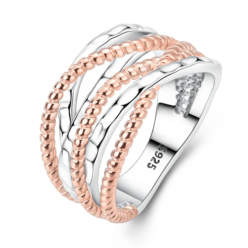 925 Sterling Silver Rings, Intertwined Line, Zircon Geometric Coiled Rings, Romantic Engagement, Wedding, Valentine's Day, Fine Jewelry, Gift