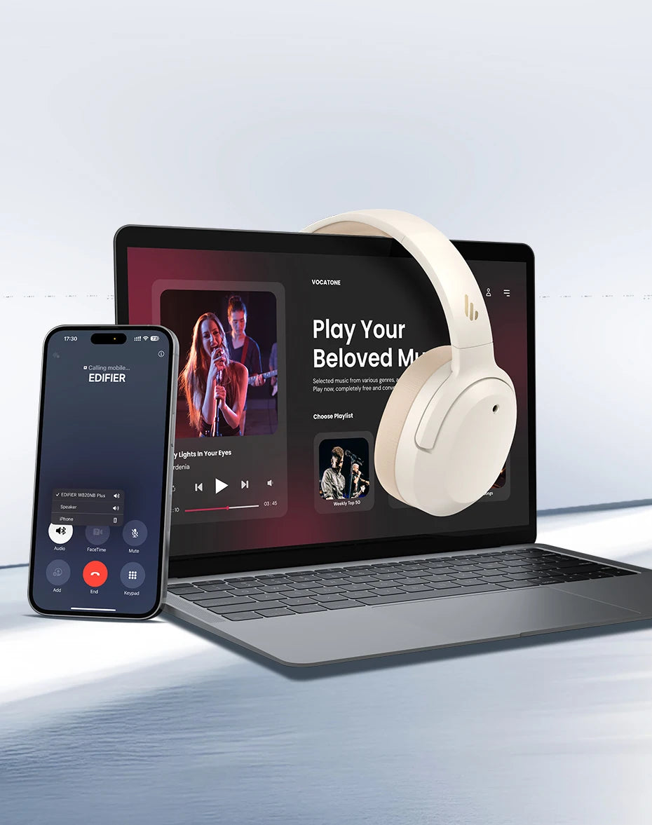 Edifier W820NB Plus 2025 – Casque Bluetooth ANC -49dB, audio haute résolution, supra-auriculaire