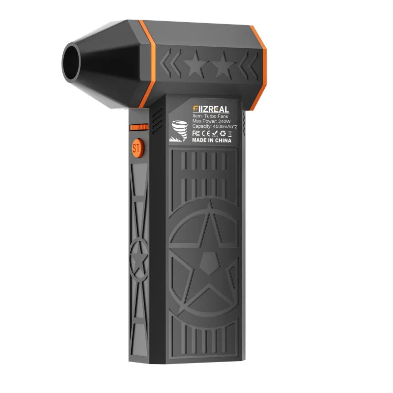 Ventilador Turbo sin escobillas Fiizreal X50 240W de alta velocidad portátil 8000mAh recargable 57 m/s viento tipo tifón carga tipo C ventilador de camping