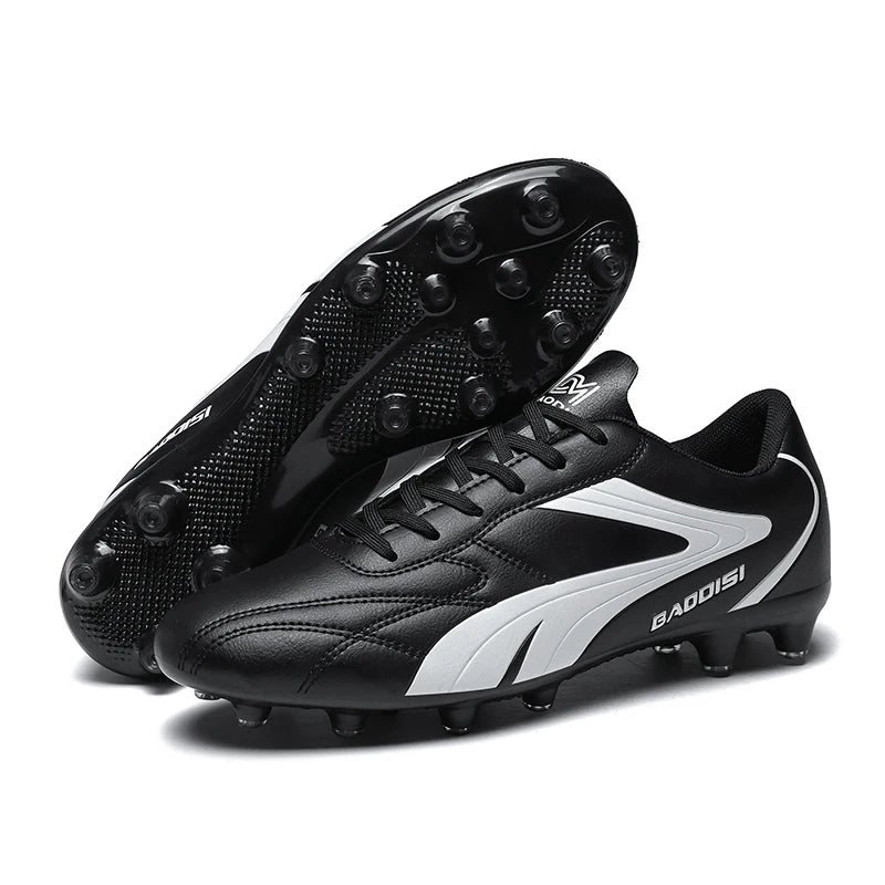Chaussures de Football FG Homme Cuir Verni Basses Ultra-légères — Crampons Longs, Professionnel EU 31–48