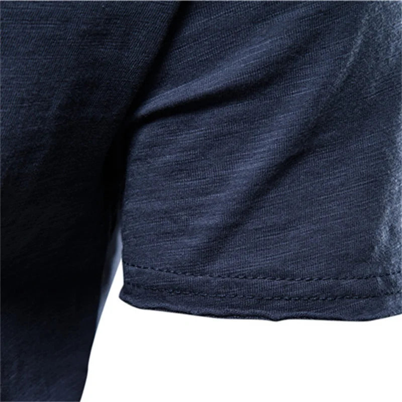 Camiseta de algodón 100% para hombre, casual, suave, para fitness, de verano, delgada, camisetas para hombre, ropa para el hogar, cuello redondo, manga corta, camiseta sólida para hombre