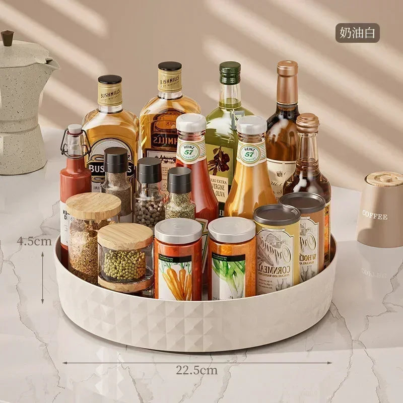Support de rangement d'assaisonnement rotatif à 360 degrés, armoire de garde-manger multifonction, plateau tournant pour cosmétiques, accessoires de cuisine, plateau organisateur