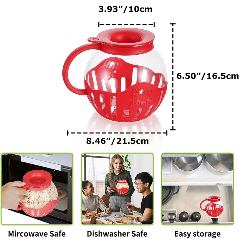 Popper à pop-corn micro-ondes micro-pop de 2.25 litres avec verre sûr à la température Snack Pop Corn Air Poppers Machine à pop-corn à micro-ondes