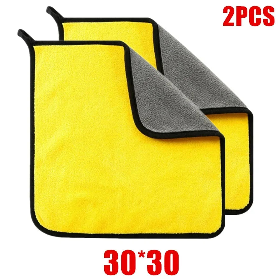 Serviette de nettoyage en microfibre épaisse, chiffon de séchage doux, serviettes de lavage de carrosserie de voiture, chiffons de nettoyage Double couche, accessoires de voiture, 1/2/6/10 pièces