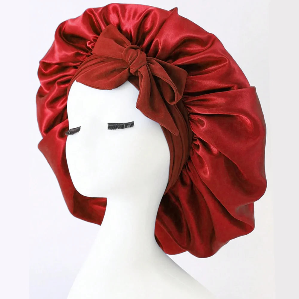 Bonnet réglable en satin pour hommes et femmes — dormir, cheveux, bande lourde