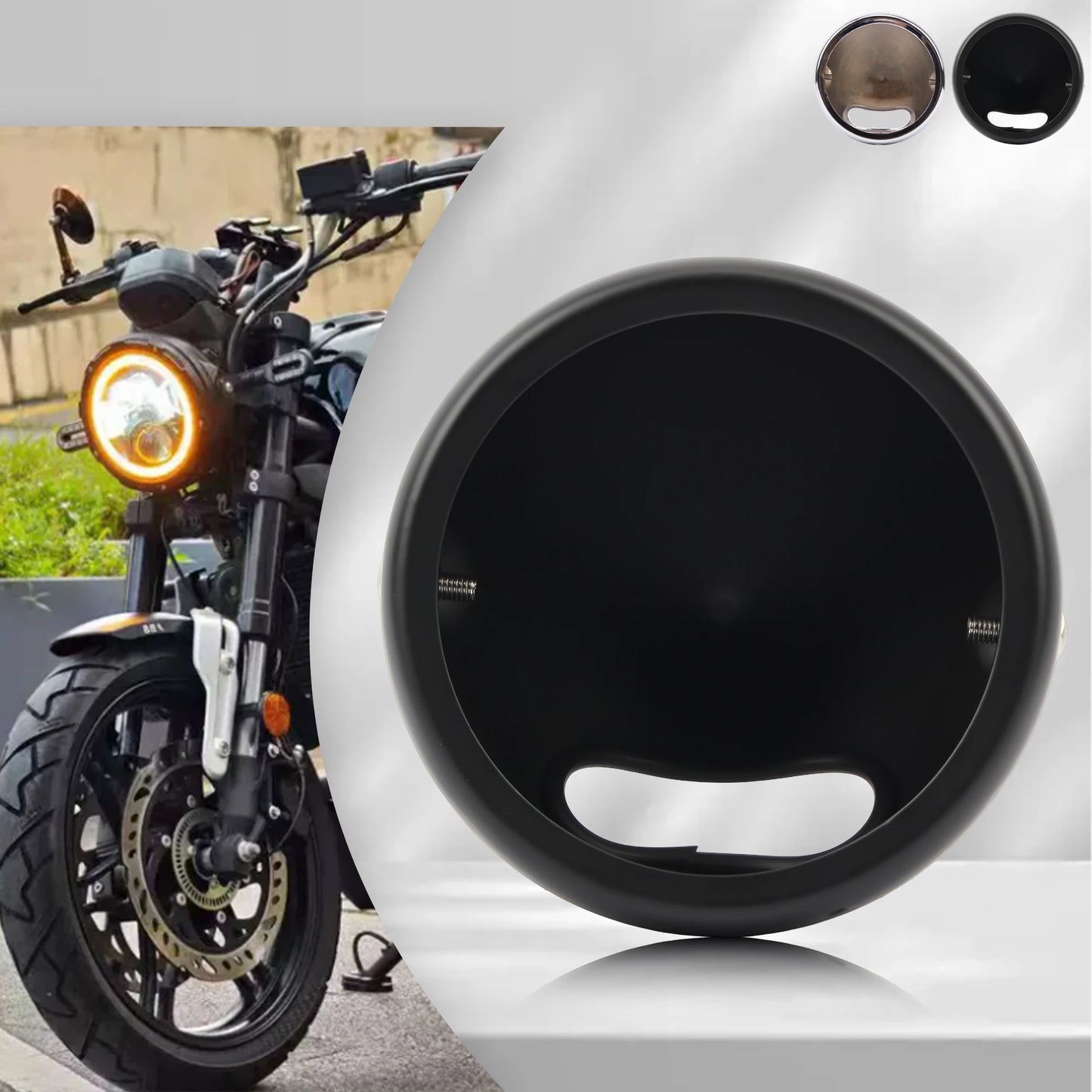 Carcasa universal de faro LED para motocicletas, 5.75 pulgadas, 7 pulgadas, soporte de Base de faro modificado retro para Harley Yamaha Suzuki Cafe Racer