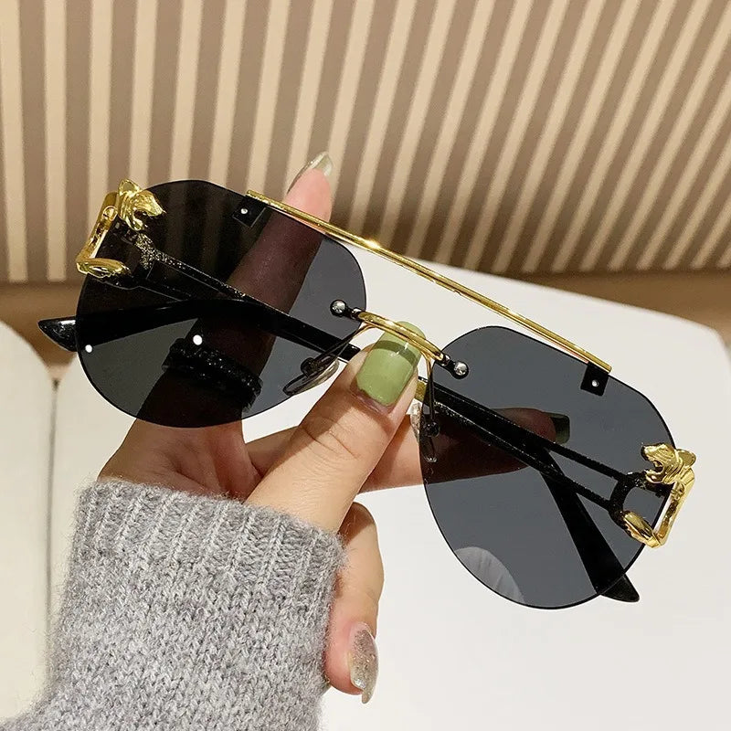 Lunettes de soleil sans monture pour femmes — vintage, UV400, hommes, nuances soleil