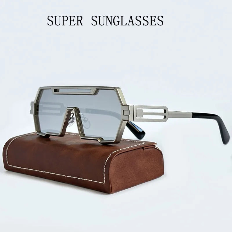 Men's Heavy Metal Steampunk Sunglasses Square Vintage Punk Retro Fashion Eyewear Gafas De Sol Hombre Lunette De Soleil Homme