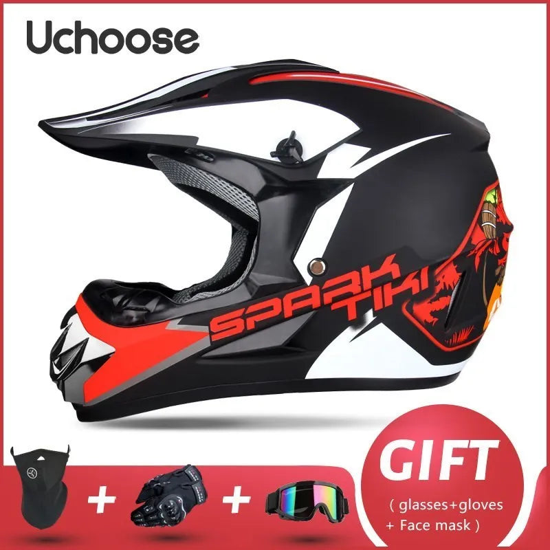 Casque de moto tout-terrain professionnel pour adultes et enfants, casque de moteur de course DOT de descente, cadeau gratuit