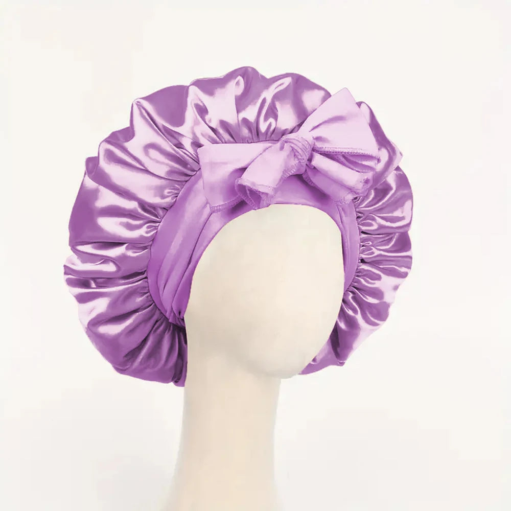 Bonnet réglable en satin pour hommes et femmes — dormir, cheveux, bande lourde