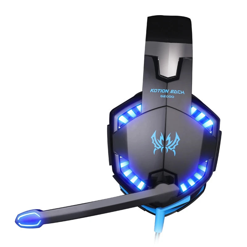 Casque gaming stéréo basse profonde avec microphone — éclairage LED, compatible PS4, ordinateur portable, PC