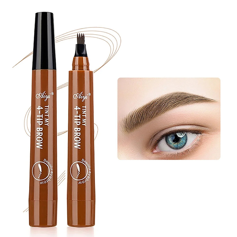 Crayon à 4 fourches pour microblading, maquillage pour les yeux, résistant à l'eau, naturel, longue durée, cinq couleurs