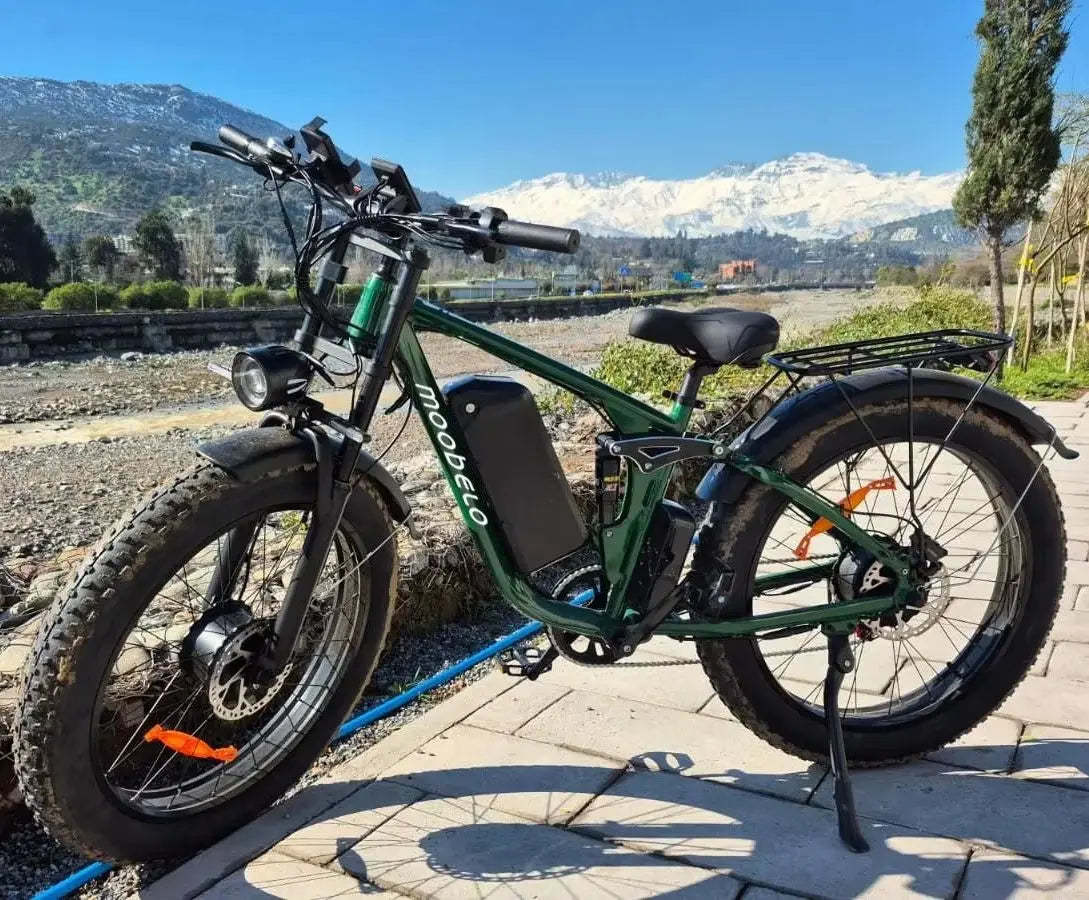 Bicicleta eléctrica todoterreno MOOBELO V1 2000W para adultos, batería de 52V 22.4AH, neumáticos anchos, impermeable, lista para la nieve y la playa, entrega rápida