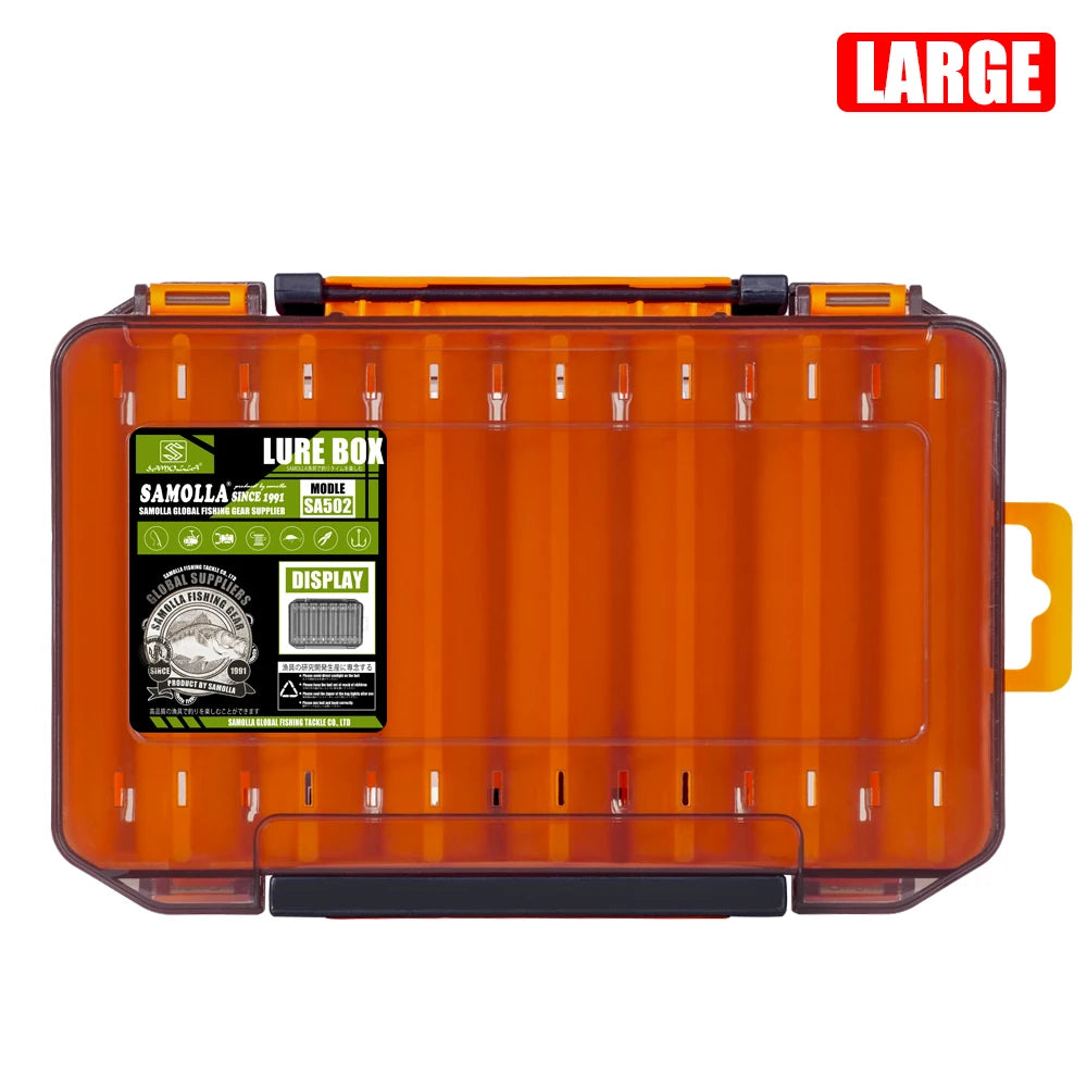 SAMOLLA Boîte à matériel compacte double face – Pêche simplifiée avec un organisateur durable et polyvalent pour leurres, hameçons, appâts