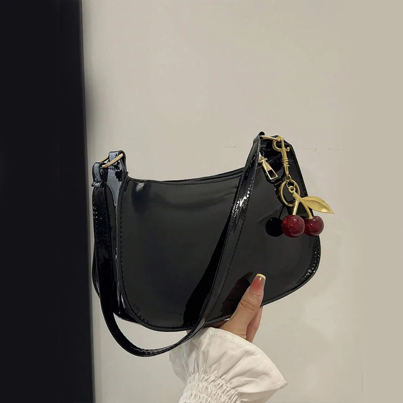 Sac à Main Cuir PU Femme — Pendentif Cerise Bandoulière Décontracté