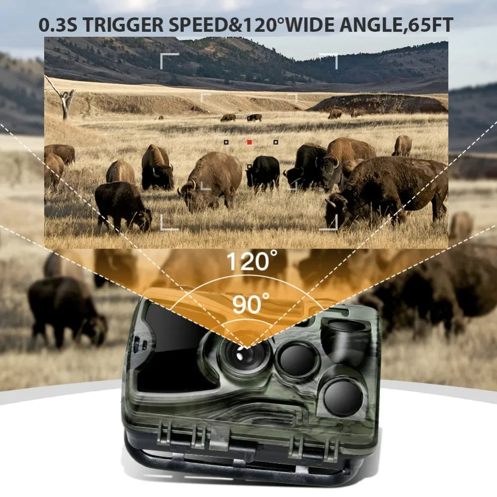 Caméra de chasse sur sentier avec batterie au Lithium 5000Mah, 20mp 1080P, IP65, pièges photos étanches, Surveillance sauvage 0.3s