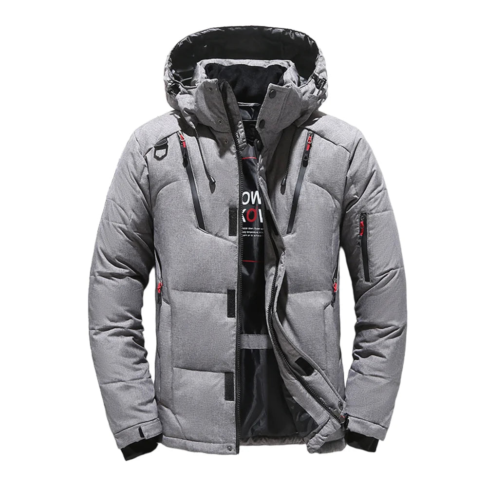 Men's Outdoor Lightweight Warm Detachable Collar Down Jacket Winter New Casual Fashion Multi-Pocket Workwear Down Coat