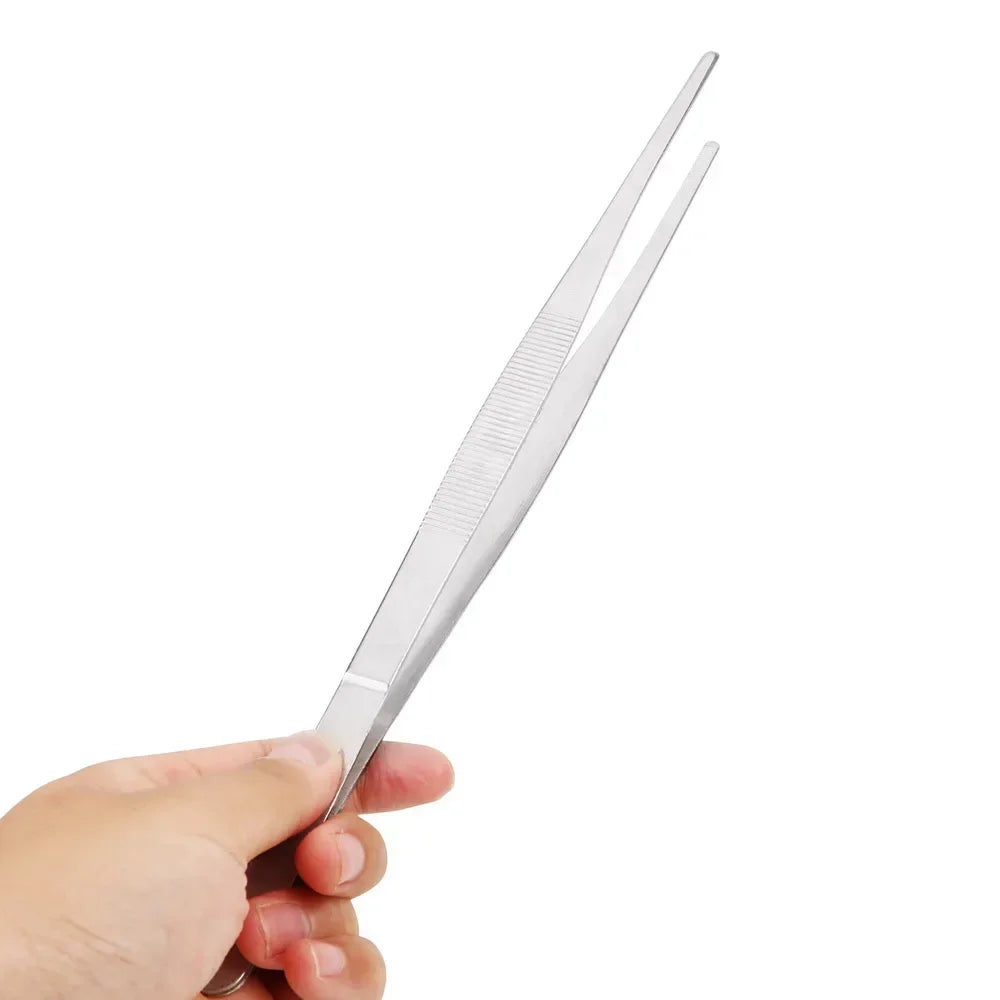 20CM/30CM Stainless Steel Straight Tweezers for Home Garden Kitchen Barbecue, Long Food Tongs