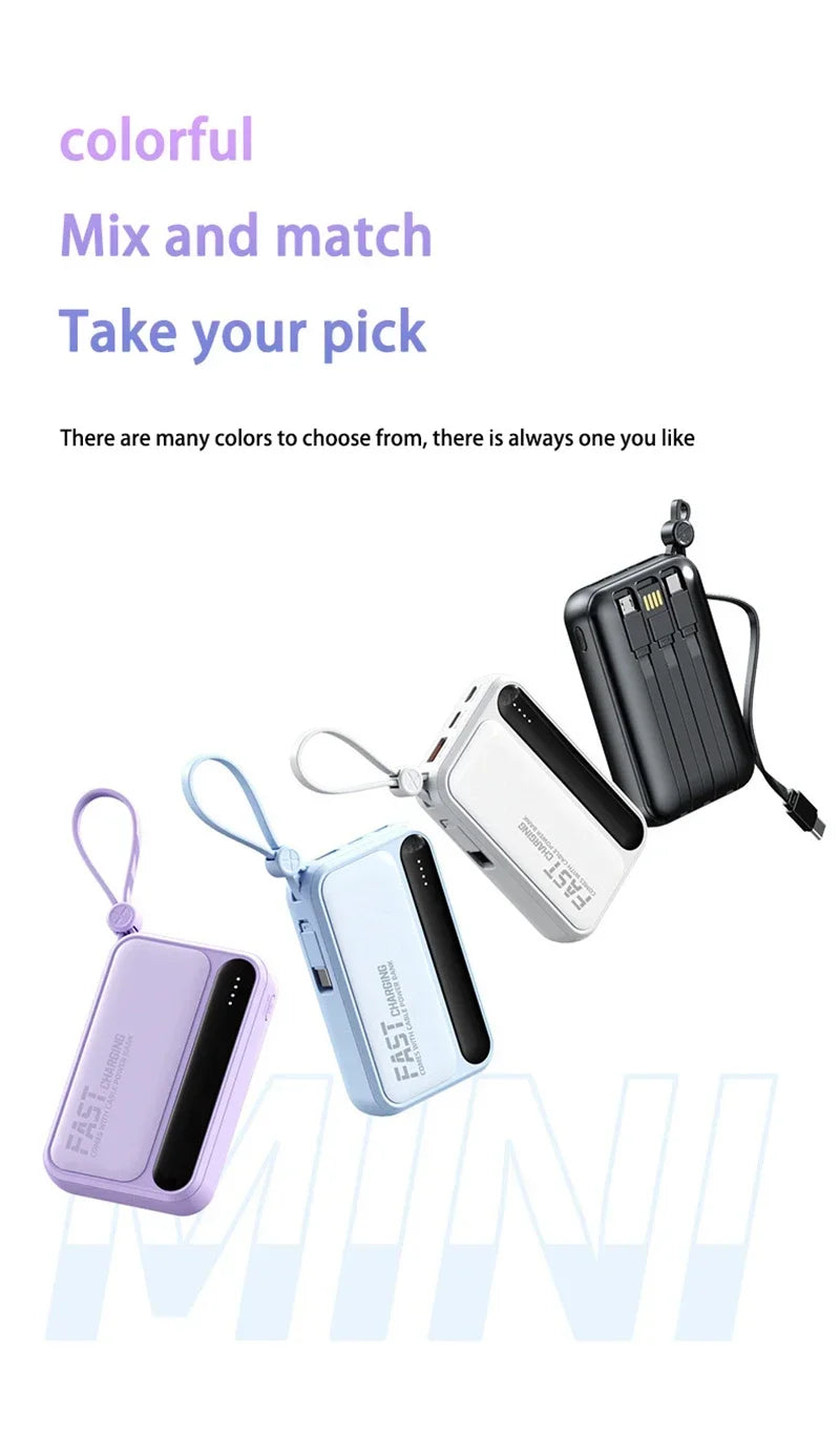 Batería externa Lenovo 120W 500000mAh de gran capacidad con 4 cables en 1, pantalla digital inteligente, batería portátil ligera para iPhone, nueva