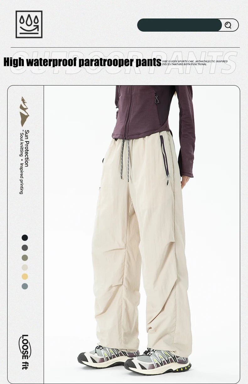 Pantalon de randonnée imperméable pour femmes, pantalon de parachutiste pour Sports de plein air, taille élastique, pantalon de Camping, solide, cyclisme, pêche, automne