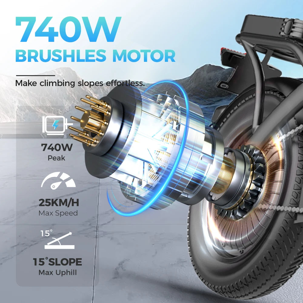 Vélo Électrique 500W 48V 8Ah 14 Pouces — Ville Neige Adulte