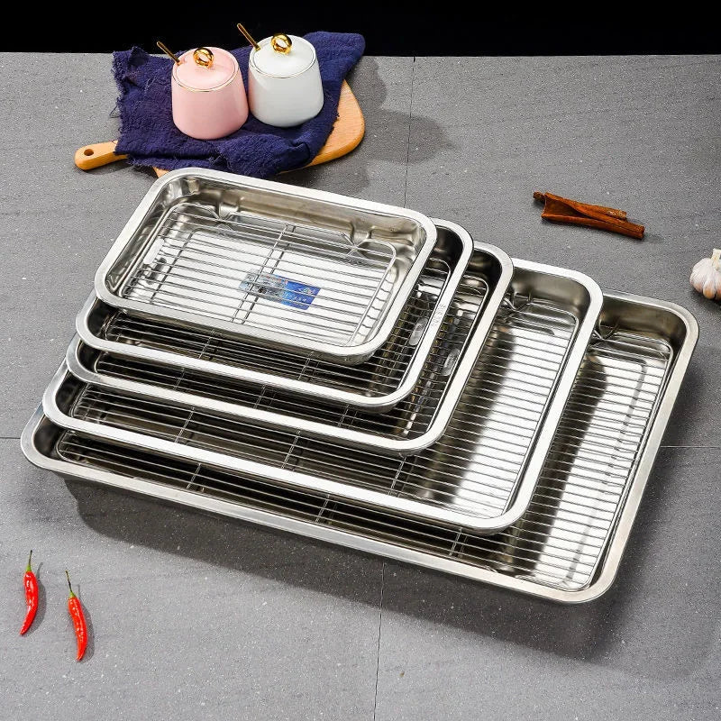 Baking Sheet with Removable Cooling Rack, Stainless Steel Baking Pan Set, Non-Toxic, Oven Safe, BBQ Tray, Dishwasher Safe