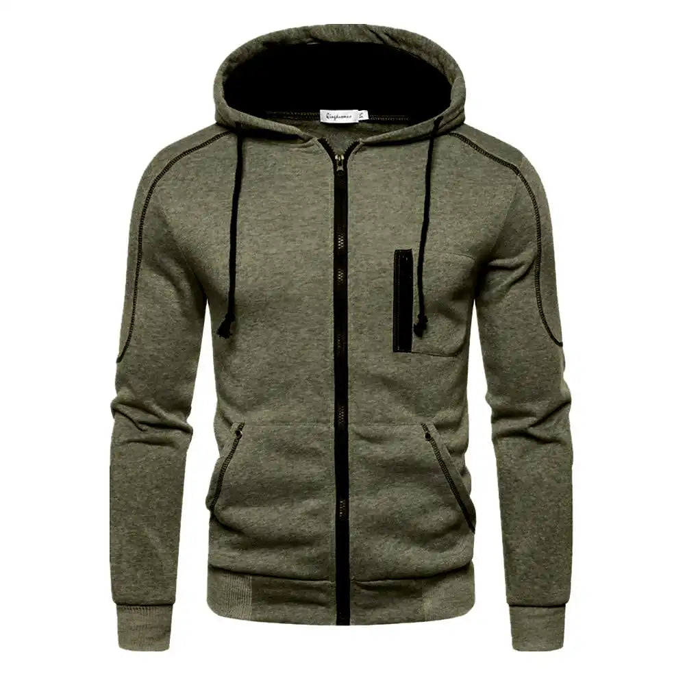 Sweat À Capuche Homme Couleur Bloc Polaire — Noir Blanc Vert Rouge Hiver