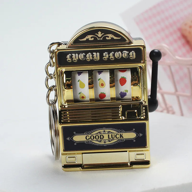 Porte-clés Machine à fentes de fruits, porte-bonheur Jackpot, Mini pendentif de Casino, breloque de sac, cadeaux de nouveauté pour enfants et adultes