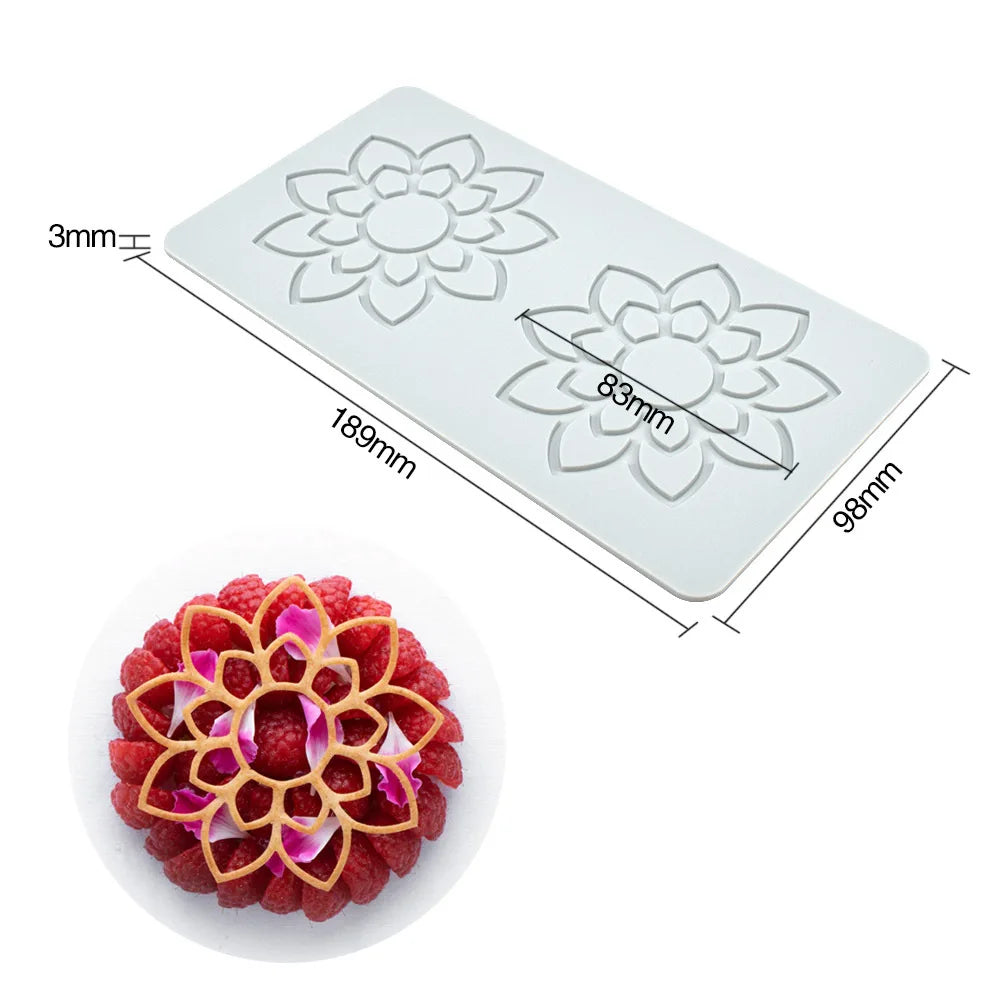 Anneau circulaire en forme de feuille, tampon en dentelle à retournement du sucre, Branches d'arbre, légumes, décoration alimentaire occidentale, Cuisine moléculaire, moule de cuisson en Silicone