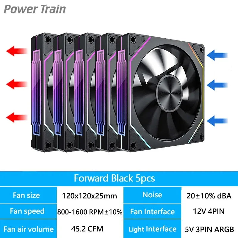 Ventilateur de boîtier PC ARGB LDPCSJ Prism 4RS 120 mm avec design miroir infini, synchronisation avec la carte mère, ventilateur de refroidissement CPU PWM 4 broches