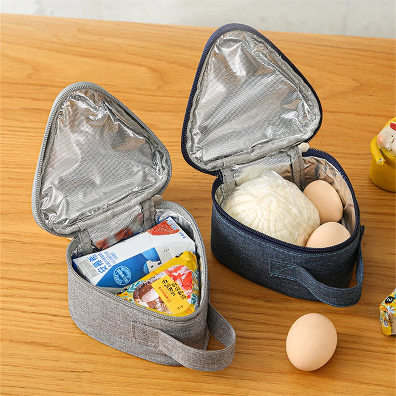 Mini sac isolant triangulaire en aluminium, refroidisseur thermique, fourre-tout pour étudiant, sac boule de riz, boîte à déjeuner, sacs de transport pour déjeuner Bento