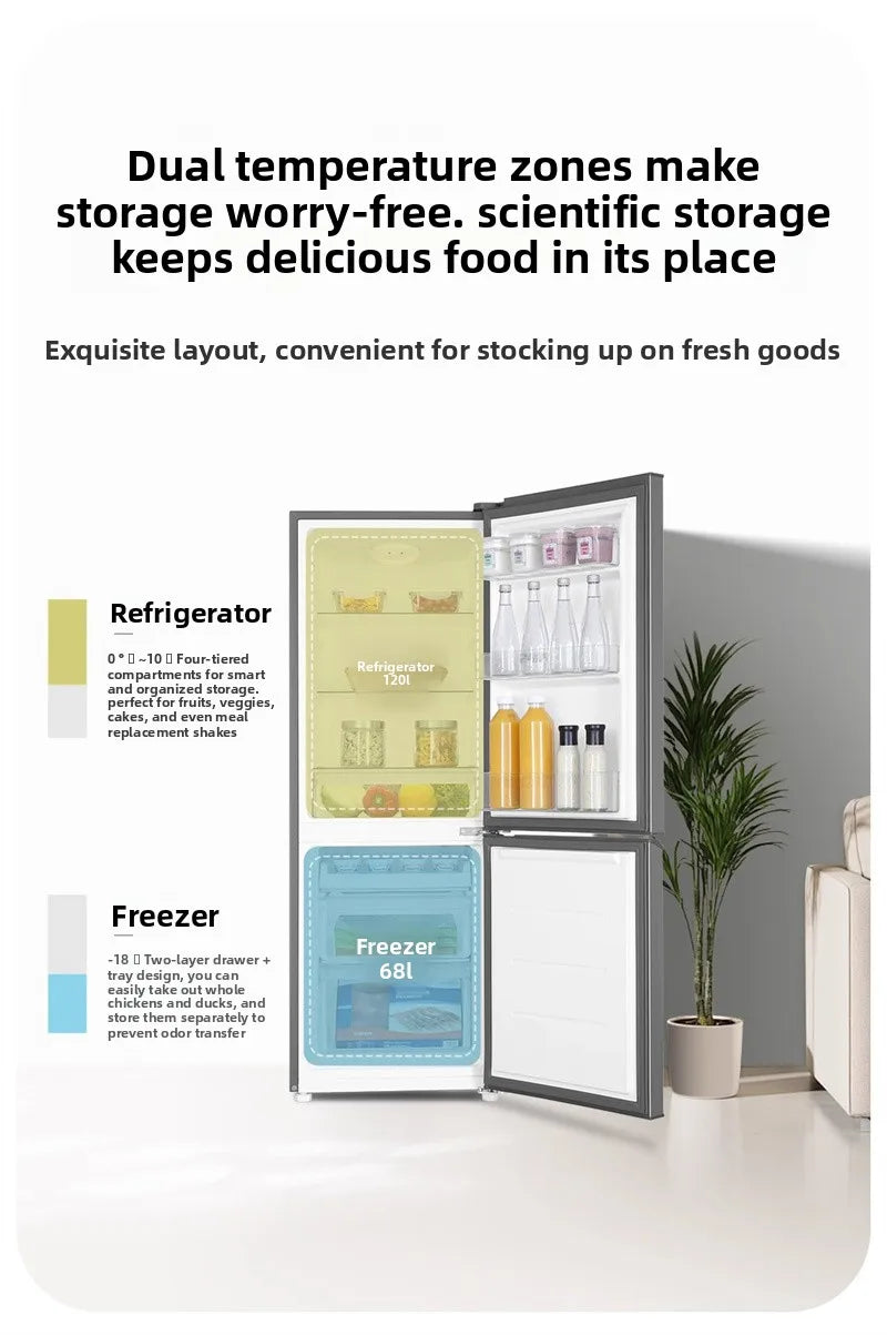 Refrigerador de primera clase, de bajo consumo energético, sin escarcha, congelador de gran capacidad de doble puerta, refrigerador para habitaciones de alquiler Z