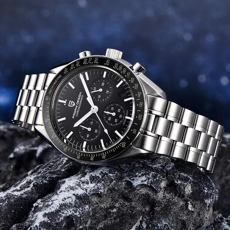Montre à quartz de luxe pour hommes — chronographe VK63, miroir saphir AR, lumineuse, cadeau 2025