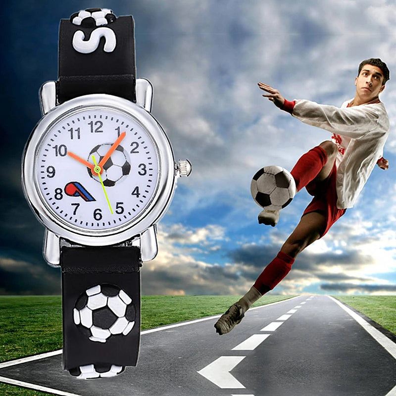 Relojes de fútbol de silicona para niños, diseño único, reloj de pulsera de cuarzo para niños, regalo de cumpleaños