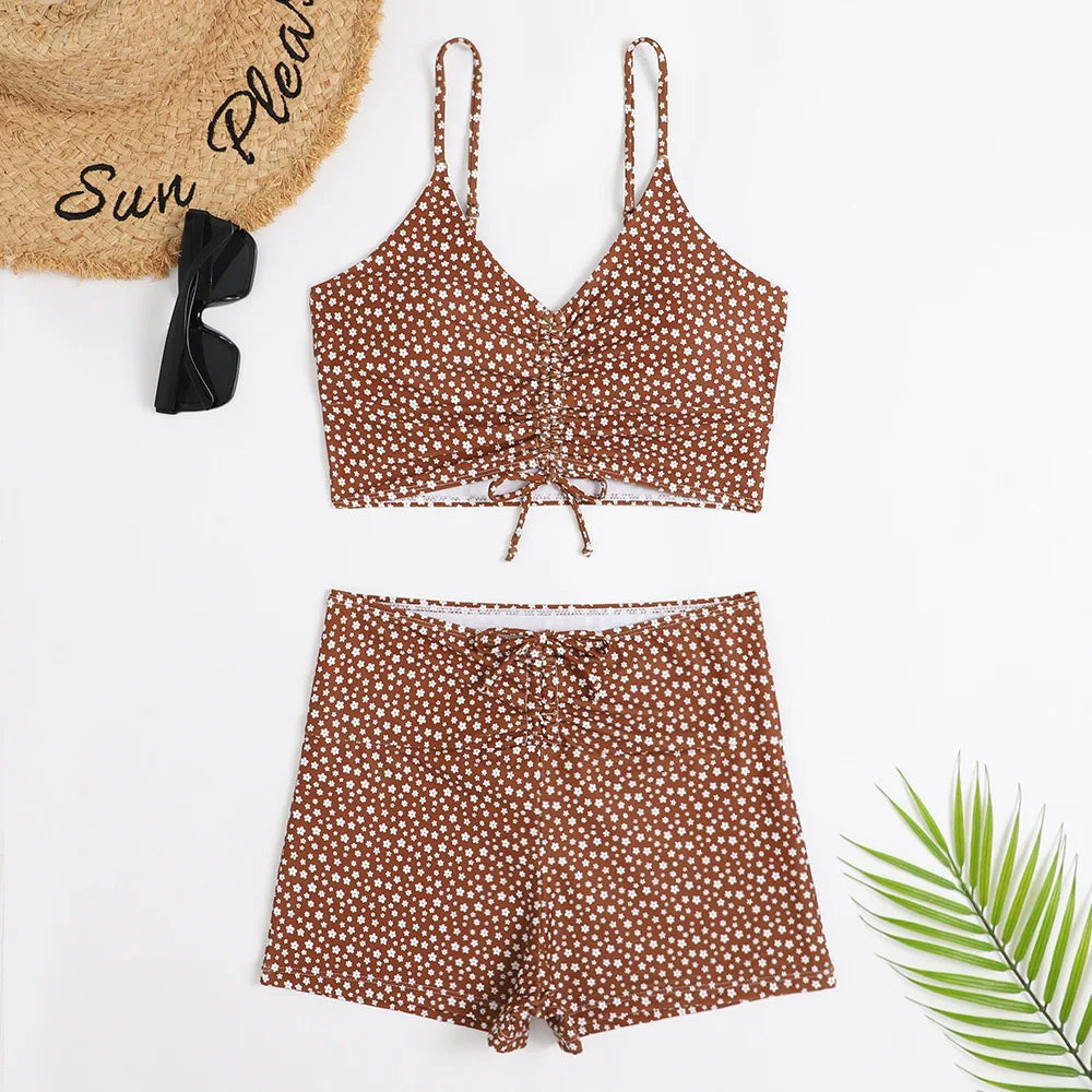2025 taille haute Bikini maillot de bain femmes Push Up Bikini maillot de bain fleuri imprimé Bikini boxeurs maillots de bain maillot de bain maillot de bain