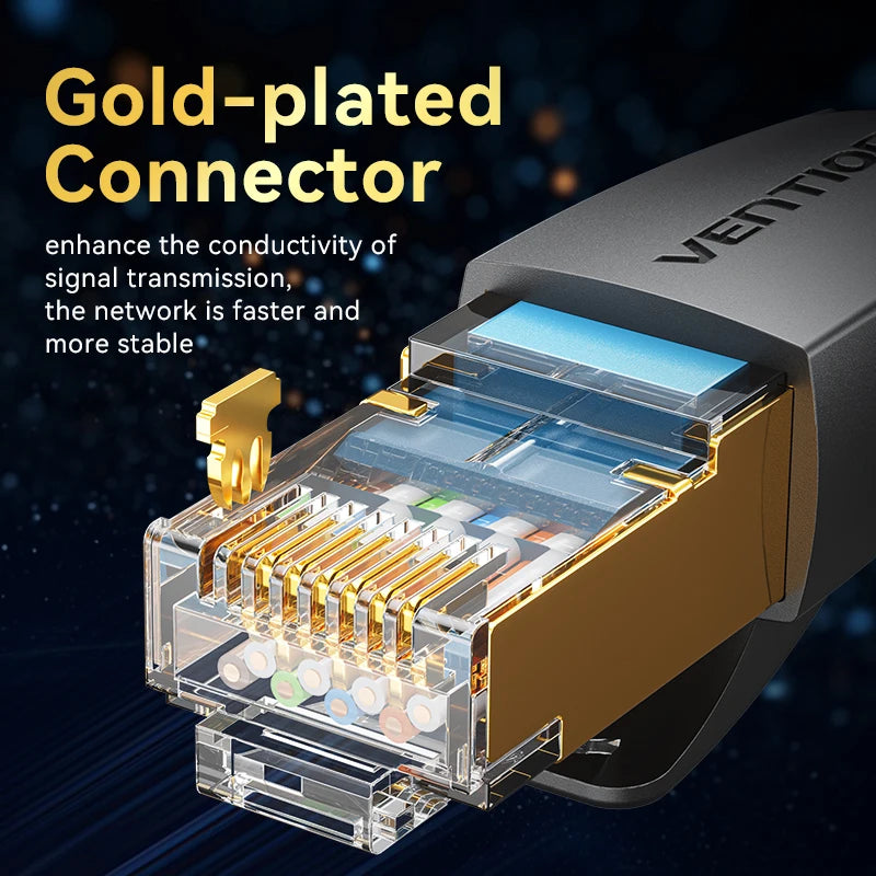 Vention Cable Ethernet CAT8 40Gbps 2000MHz CAT 8 Red trenzado de algodón Cable de Internet Lan para laptops PS 5 Router Cable RJ45