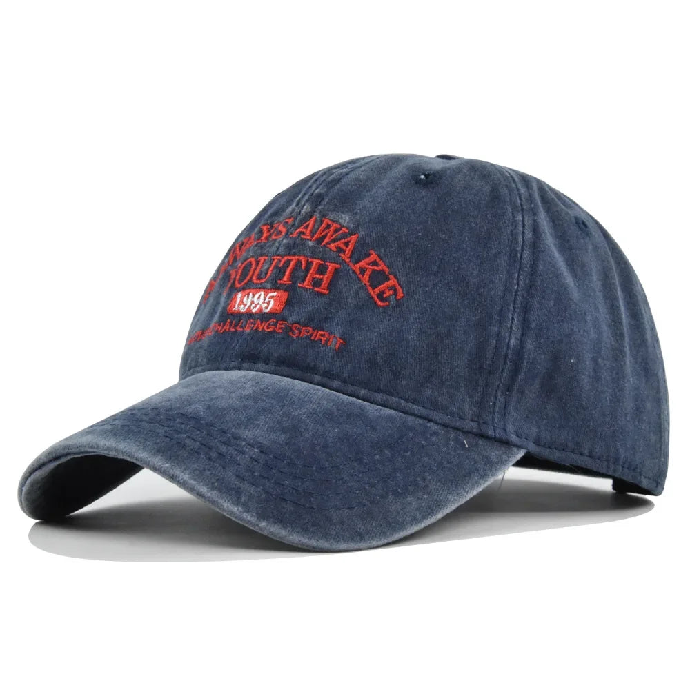 Casquette de baseball lettre brodée — hommes, femmes, mode, vintage, solide, sports plein air, réglable, snapback