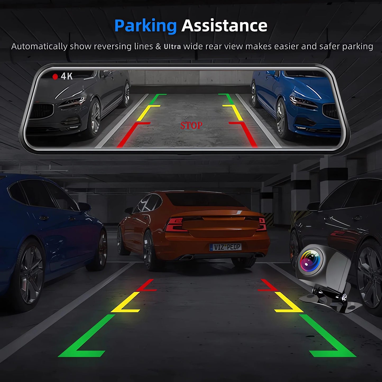 Dashcam Rétroviseur 4K 10" GPS WiFi — Double Lentille IPS Enregistreur Flux