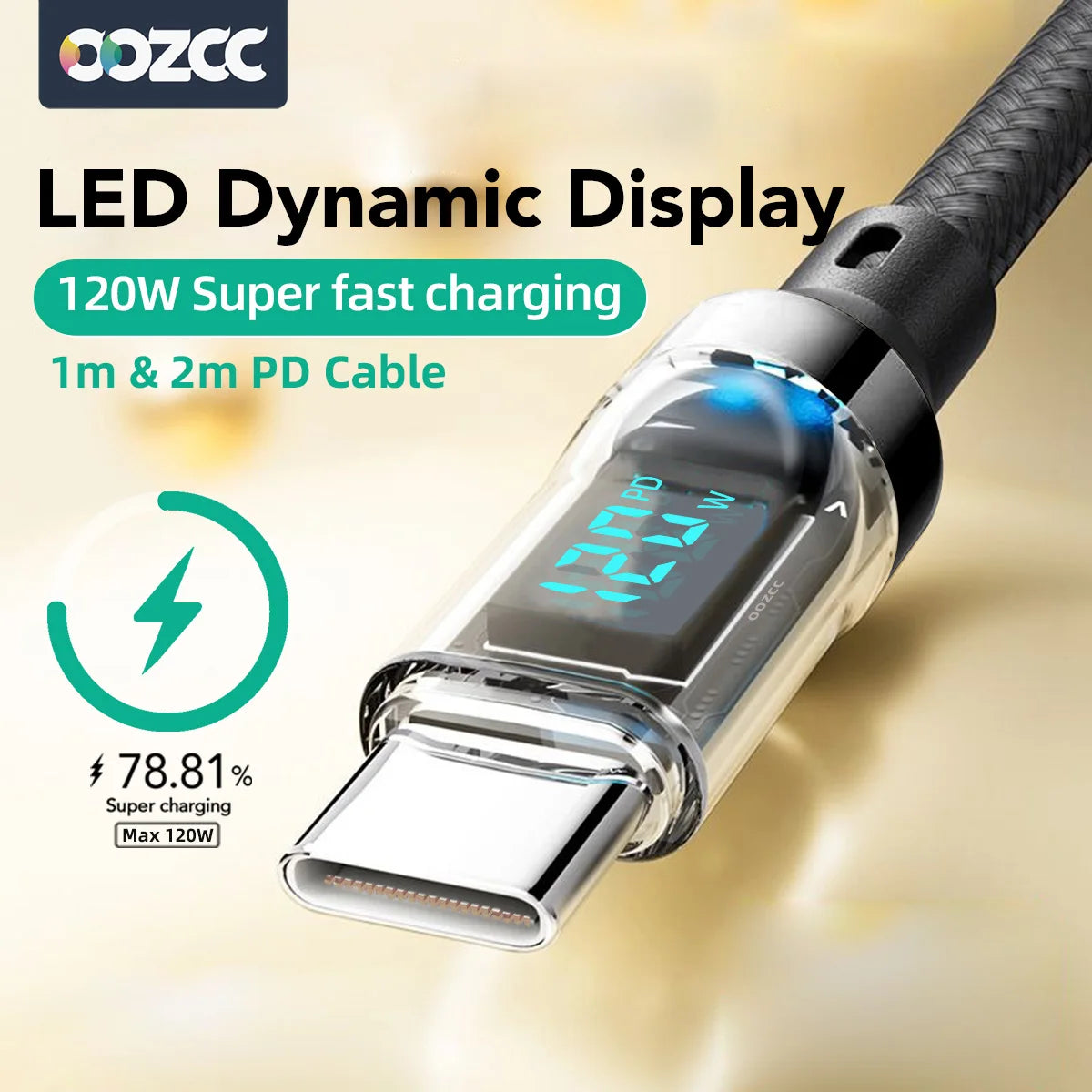 Câble USB Type-C charge ultra rapide 120W — transfert de données, compatible Lightning