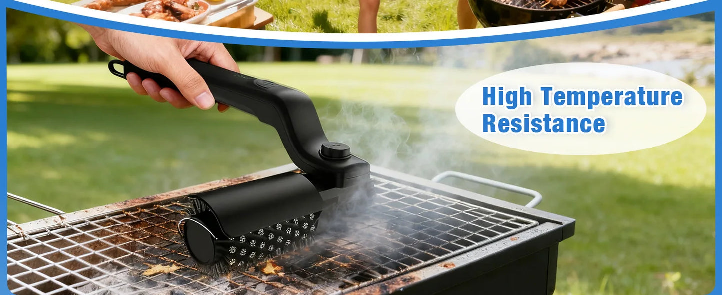 Brosse de nettoyage de barbecue rotative électrique sans fil en acier inoxydable, contrôle de puissance à 3 vitesses pour accessoires de barbecue d'extérieur