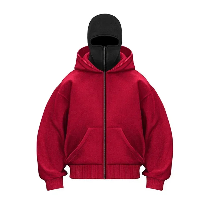 Cagoule Gothique Y2K Harajuku — Sweat Double Capuche Masque Veste Sport Zipper