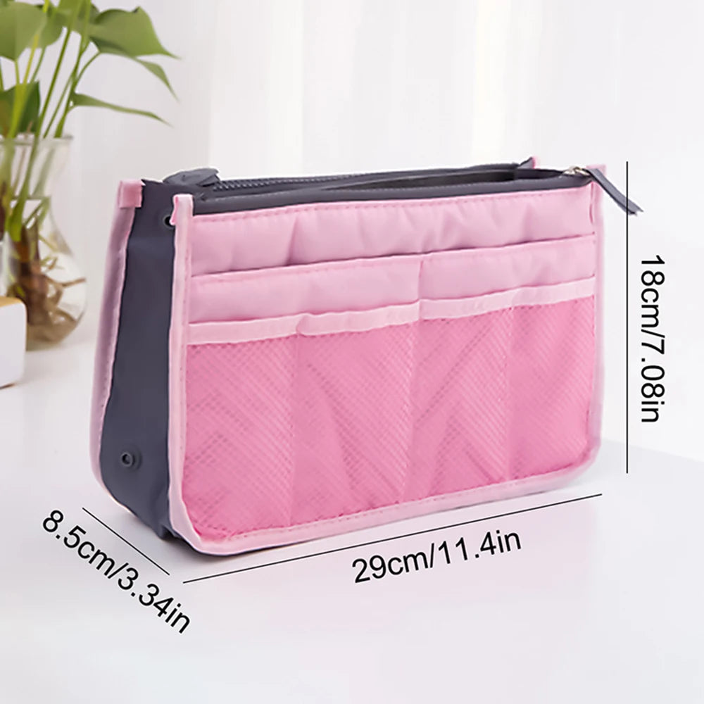 Bolsa de almacenamiento de cosméticos para mujer, organizador de viaje de nailon, bolso de mano plegable, gran capacidad, bolsa de almacenamiento de maquillaje