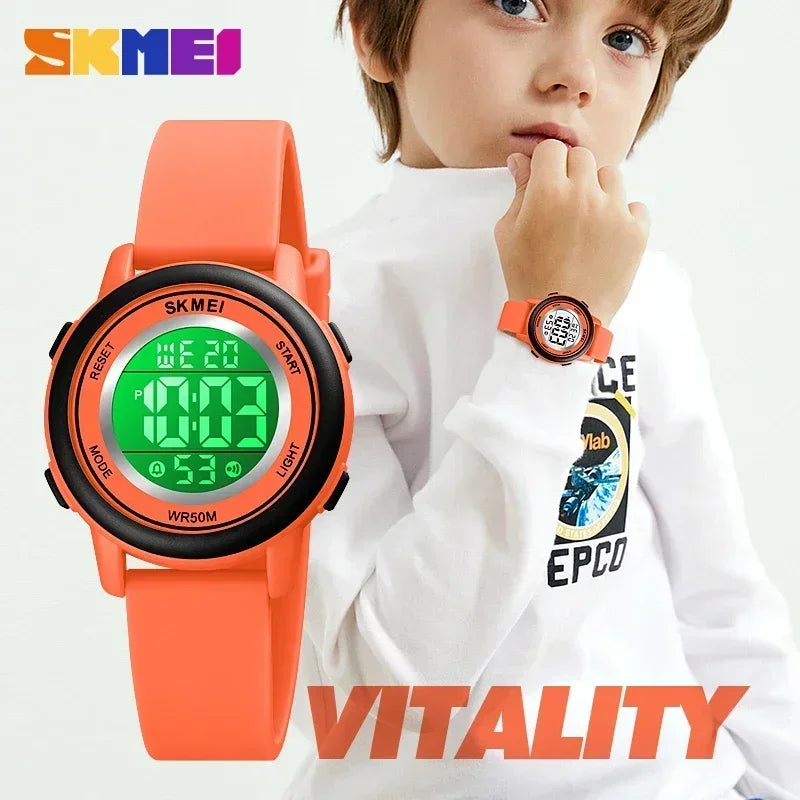 Montre enfant étanche avec alarme — sport, LED colorée, numérique, garçons et filles