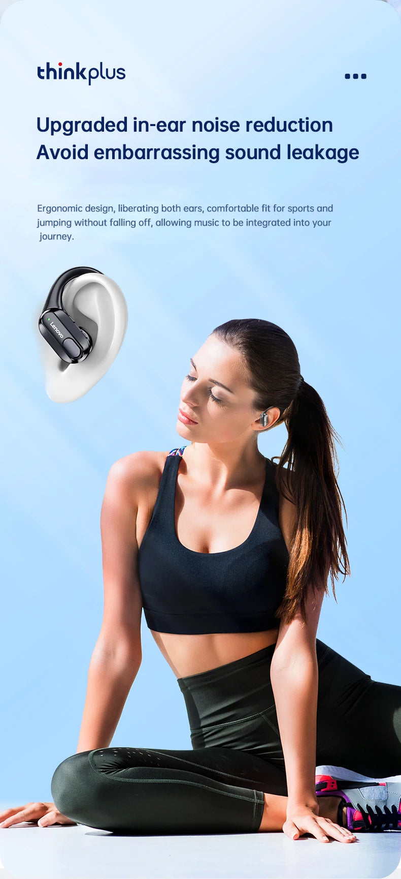 Lenovo XT80 – Auriculares deportivos inalámbricos, con micrófonos, control de botón, pantalla de alimentación LED, sonido estéreo de alta fidelidad, auriculares con traductor de IA